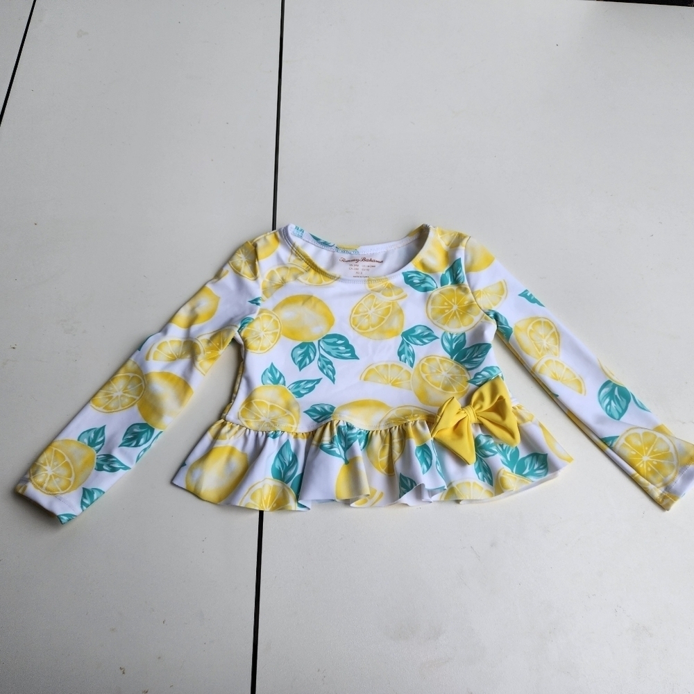 Tommy Bahama Baby Girls Swim Rashguard  Top Long Sleeve Infant Yellow 24 Mos